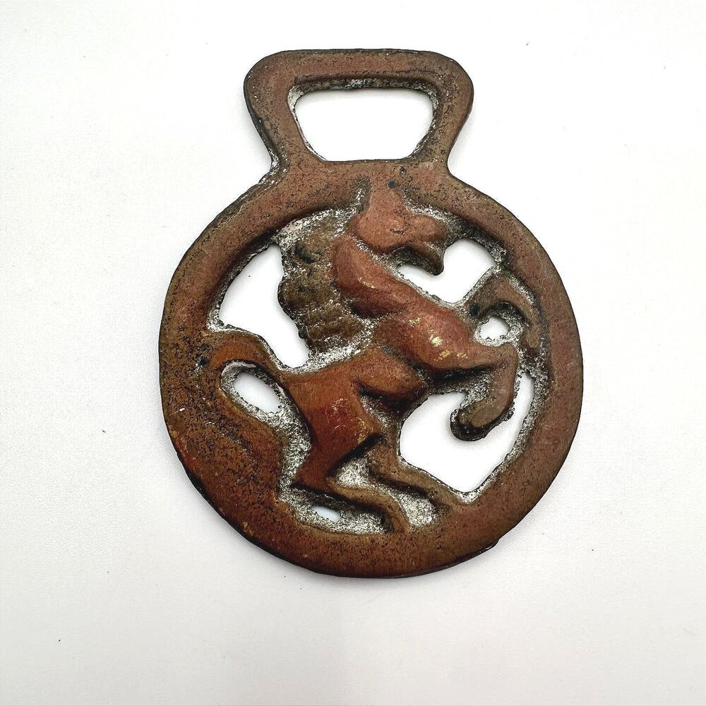 Vintage 80s Equestrian Open Work Horse Brass Bronze Tone Decoration